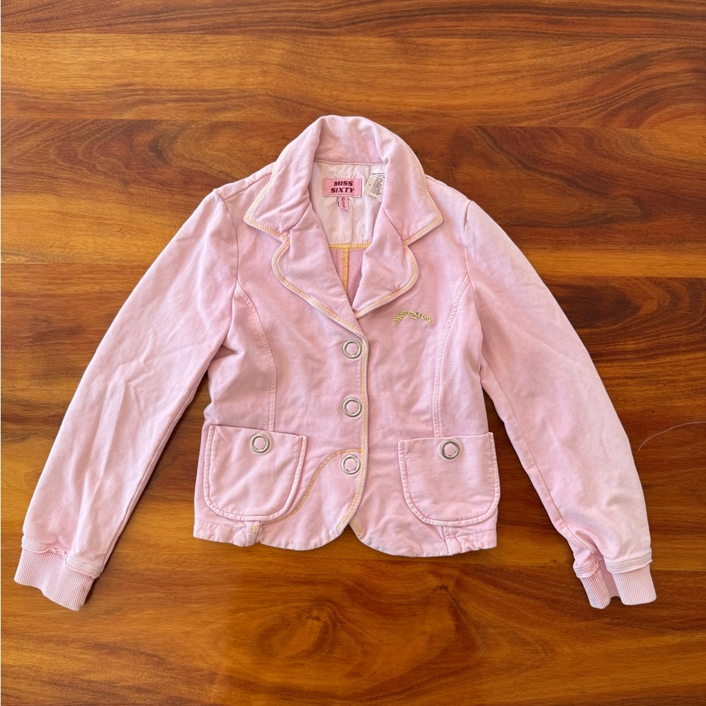 Pre-loved Vintage Miss Sixty Kids Pink Jacket Size 8 yr old Made In Italy